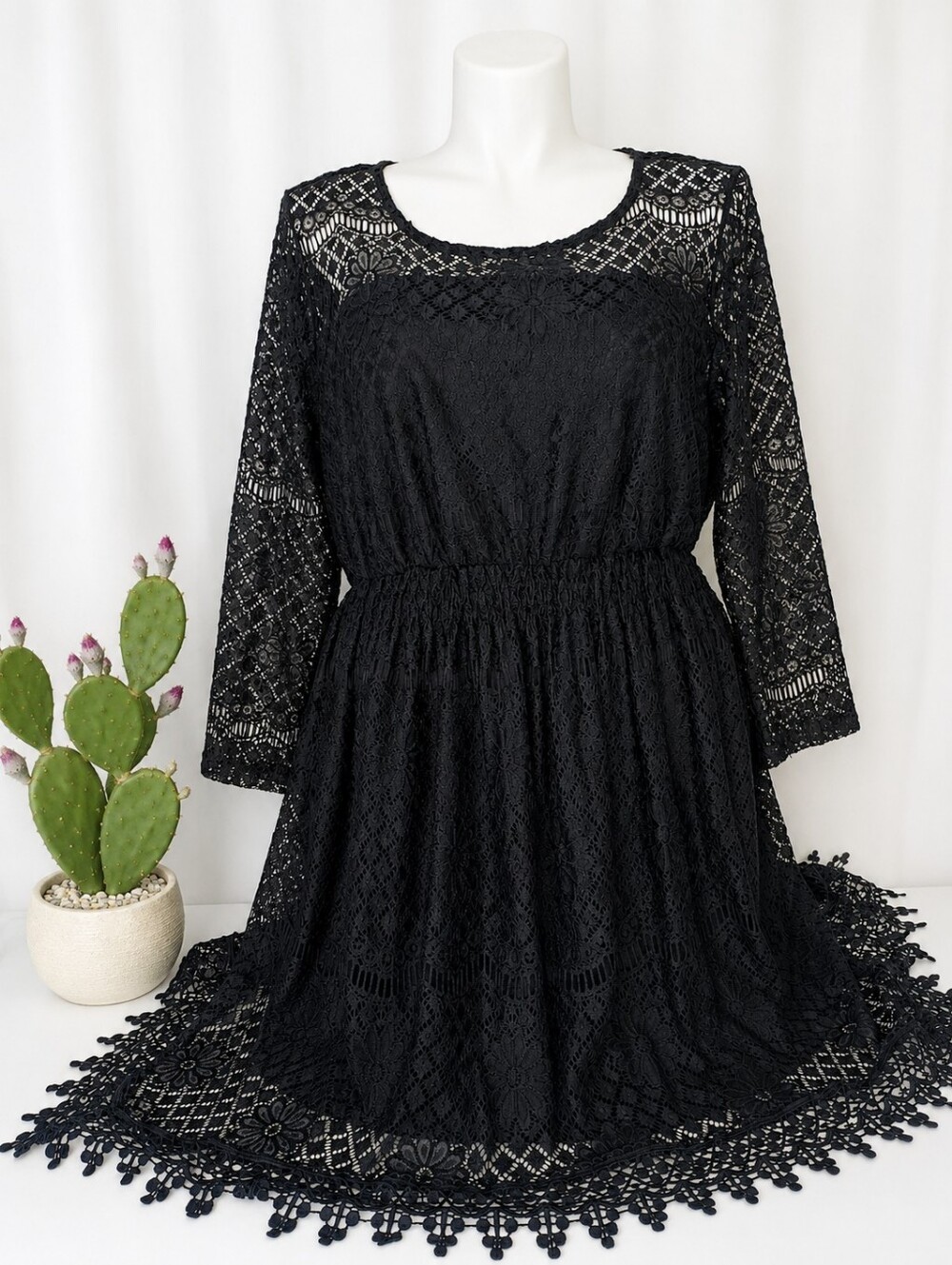 American Rag Women's Lace Dress – Size 2X Black Dark Academia Goth